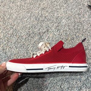 Tommy Hilfiger Red and White Men's Sneakers